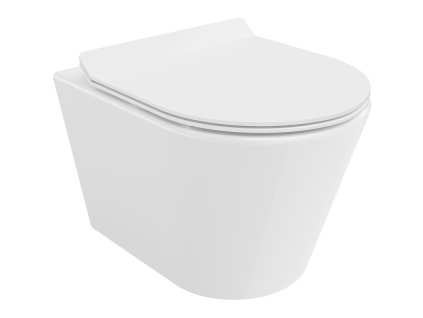 Mexen Rico závesný WC záchod, splachovanie Rimless, s doskou duroplast pomaly padajúcou SLIM, biela - 30720100