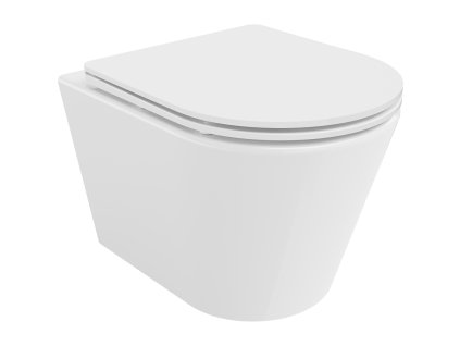 Mexen Rico závesný WC záchod, splachovanie Rimless, s doskou duroplast pomaly padajúcou SLIM, biela - 30720300