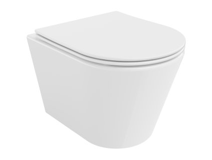 Mexen Rico závesný WC záchod, splachovanie Rimless, s doskou duroplast pomaly padajúcou SLIM, biela - 30720400