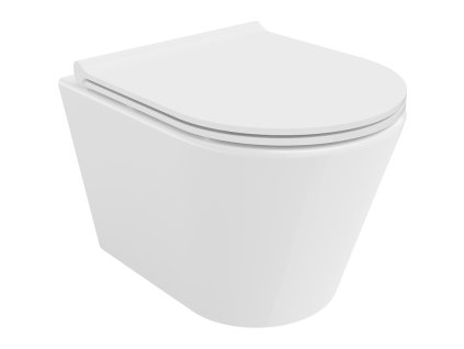 Mexen Rico závesný WC záchod, splachovanie Rimless, s doskou duroplast pomaly padajúcou SLIM, biela - 30720500
