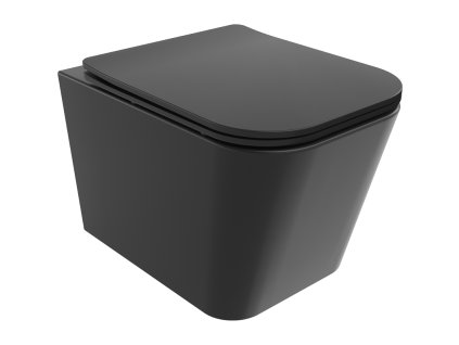 Mexen Teo závesný WC záchod, splachovanie Rimless, s doskou duroplast pomaly padajúcou SLIM, čierna matná - 30850685