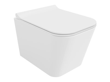 Mexen Teo závesný WC záchod, splachovanie Rimless, s doskou duroplast pomaly padajúcou SLIM, biela - 30850700