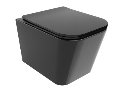 Mexen Teo závesný WC záchod, splachovanie Rimless, s doskou duroplast pomaly padajúcou SLIM, čierna - 30854070