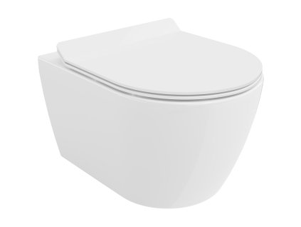 Mexen Carmen závesný WC záchod, splachovanie Rimless, s doskou duroplast pomaly padajúcou SLIM, biela - 30880100