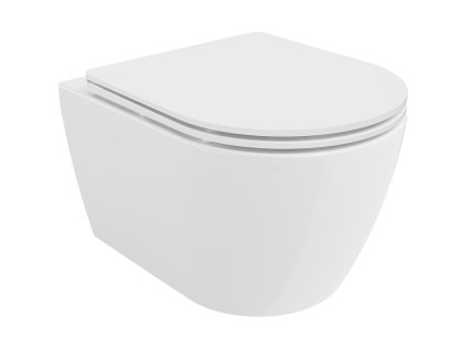 Mexen Carmen závesný WC záchod, splachovanie Rimless, s doskou duroplast pomaly padajúcou SLIM, biela - 30880300