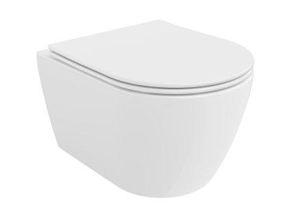 Mexen Carmen závesný WC záchod, splachovanie Rimless, s doskou duroplast pomaly padajúcou SLIM, biela - 30880400