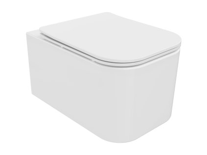 Mexen Elis závesný WC záchod, splachovanie Rimless, s doskou duroplast pomaly padajúcou SLIM, biela - 30910600
