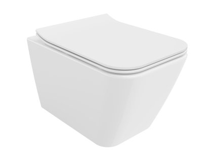 Mexen Cube závesný WC záchod, splachovanie Rimless, s doskou duroplast pomaly padajúcou SLIM, biela - 30924000