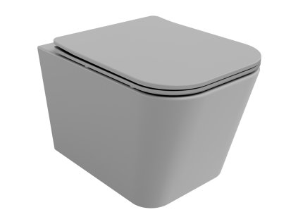 Mexen Teo závesný WC záchod, splachovanie Rimless, s doskou duroplast pomaly padajúcou SLIM, svetlo šedá matná - 30854061
