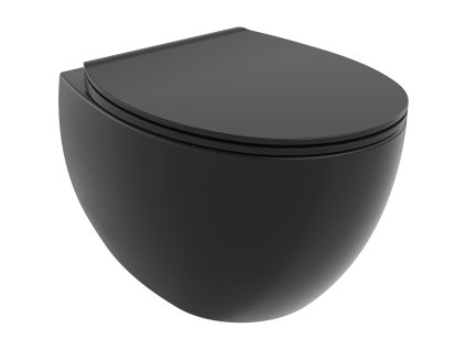 Mexen Egg WC misa bez ráfika s voľne plávajúcim štíhlym sedadlom, duroplast, matná čierna - 30245070