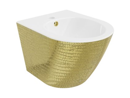 Nástenný bidet Mexen Lena, vzor biela/zlatá škála - 35224808