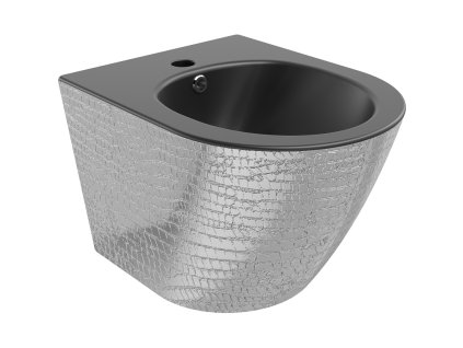 Nástenný bidet Mexen Lena, čierny matný/strieborný vzor šupín - 35224872
