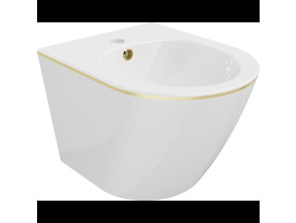 Závesný bidet Mexen Lena, biela/zlatá linka - 35224805