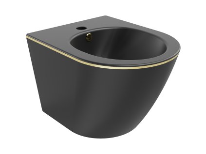 Nástenný bidet Mexen Lena, čierny mat/zlatá linka - 35224875