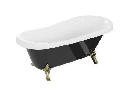 Mexen Retro voľne stojaca vaňa 150 x 73 cm, biela/čierna, zlaté nohy - 53251507375-50