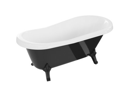 Mexen Retro voľne stojaca vaňa 150 x 73 cm, biela/čierna, čierne nohy - 53251507375-70