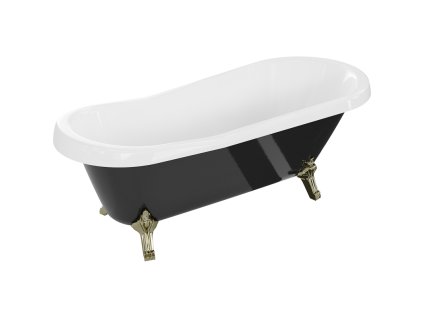 Mexen Retro voľne stojaca vaňa 170 x 75 cm, biela/čierna, zlaté nohy - 53251707575-50