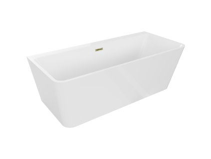 Mexen Volta voľne stojaca nástenná vaňa 150 x 75 cm, biela, zlatý prepad - 51131507500-50