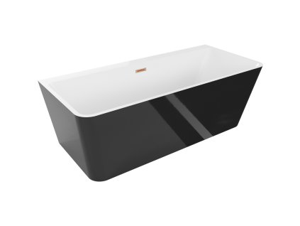 Mexen Volta voľne stojaca nástenná vaňa 150 x 75 cm, biela/čierna, prepad z brúsenej medi - 51131507575-65