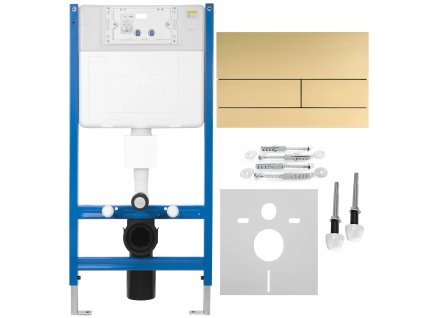 Podomietkový WC systém K011A-Q + tlačidlá T Brush Gold