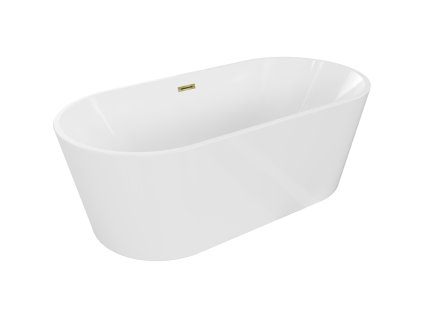 Mexen Luna voľne stojaca vaňa 160 x 75 cm, biela, zlatý prepad - 52031607500-50