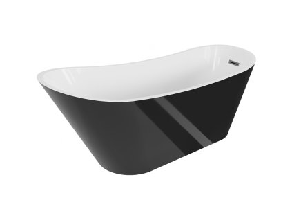 Mexen Alta voľne stojaca vaňa 170 x 75 cm, biela/čierna, kovový prepad - 52141707575-95