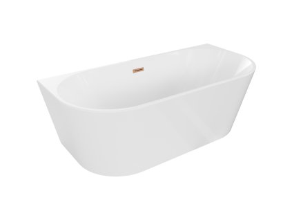 Mexen Oválna nástenná voľne stojaca vaňa 150 x 75 cm, biela, prepad z brúsenej medi - 52671507500-65