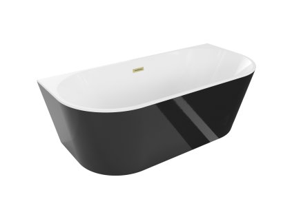 Mexen Oválna nástenná voľne stojaca vaňa 170 x 80 cm, biela/čierna, prepad z brúseného zlata - 52671708075-55