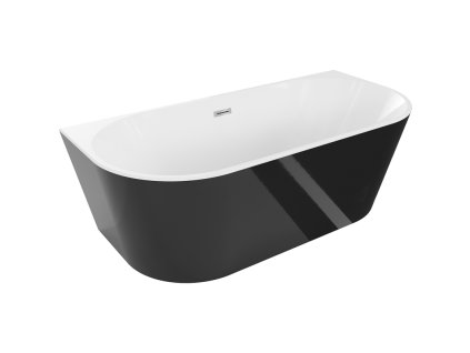 Mexen Oválna voľne stojaca nástenná vaňa 180 x 80 cm, biela/čierna, prepad chróm - 52671808075-01