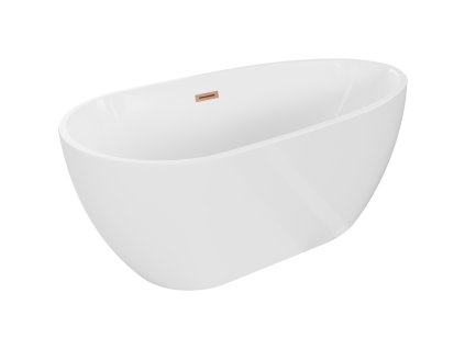 Mexen Eos voľne stojaca vaňa 150 x 75 cm, biela, prepad z brúsenej medi - 52471507500-65