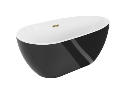 Mexen Eos voľne stojaca vaňa 150 x 75 cm, biela/čierna, zlatý prepad - 52471507575-50