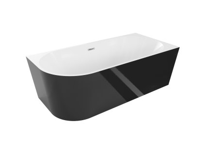 Mexen Mia voľne stojaca rohová vaňa pravá 160 x 75 cm, biela/čierna, prepad chróm - 52691607575P-01