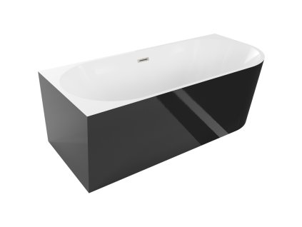Mexen Mia voľne stojaca rohová vaňa ľavá 170 x 80 cm, biela/čierna, prepad brúsený nikel - 52691708075L-97