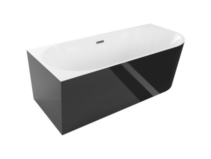 Mexen Mia voľne stojaca rohová vaňa ľavá 180 x 80 cm, biela/čierna, kovový prepad - 52691808075L-95