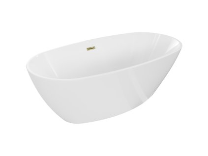Voľne stojaca vaňa Mexen Eris 155 x 80 cm, biela, zlatý prepad - 53441558000-50