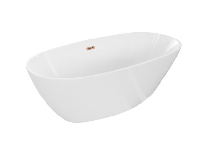 Voľne stojaca vaňa Mexen Eris 155 x 80 cm, biela, prepad z brúsenej medi - 53441558000-65