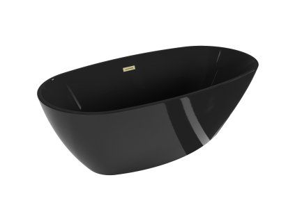 Voľne stojaca vaňa Mexen Eris 170 x 80 cm, čierna, prepad z brúseného zlata - 53441708070-55