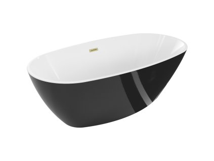 Voľne stojaca vaňa Mexen Eris 170 x 80 cm, biela/čierna, prepad z brúseného zlata - 53441708075-55