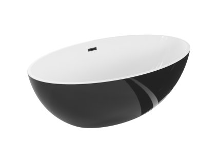 Mexen Nike voľne stojaca vaňa 175 x 100 cm, biela/čierna, čierny prepad - 54071751075-70