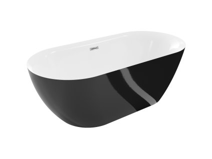 Mexen Roxy voľne stojaca vaňa 170 x 80 cm, biela/čierna, prepad chróm - 51201708075-01