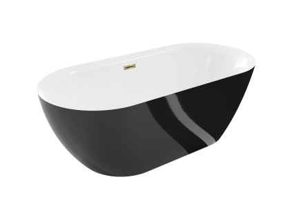 Mexen Roxy voľne stojaca vaňa 170 x 80 cm, biela/čierna, zlatý prepad - 51201708075-50