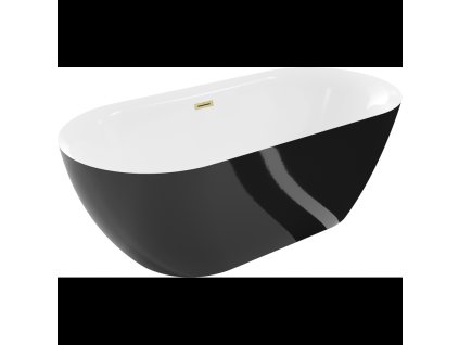 Mexen Roxy voľne stojaca vaňa 170 x 80 cm, biela/čierna, zlatý prepad - 51201708075-55
