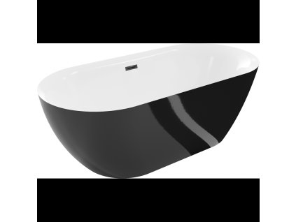 Mexen Roxy voľne stojaca vaňa 170 x 80 cm, biela/čierna, prepad čierny - 51201708075-70