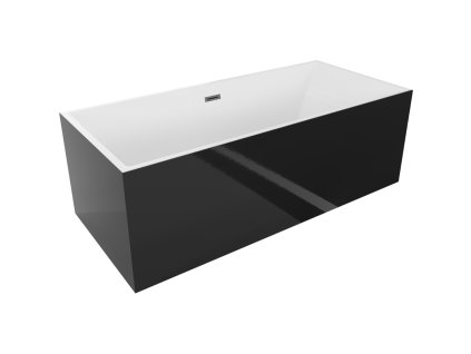 Mexen Vigo voľne stojaca vaňa 178,5 x 80 cm, biela/čierna, pištoľovo sivý kartáčovaný prepad - 51251788075-66