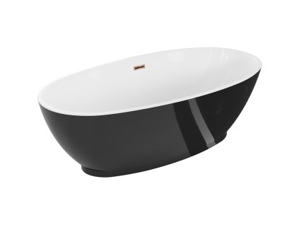 Mexen Bilbao voľne stojaca vaňa 180 x 90 cm, biela/čierna, prepad ružové zlato - 51311809075-60
