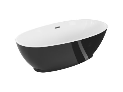 Mexen Bilbao voľne stojaca vaňa 180 x 90 cm, biela/čierna, kovový prepad - 51311809075-95