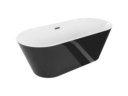 Mexen Flavia voľne stojaca vaňa 150 x 75 cm, biela/čierna, kovový prepad - 54031507575-95
