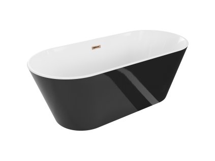 Mexen Flavia voľne stojaca vaňa 160 x 75 cm, biela/čierna, prepad ružové zlato - 54031608075-60