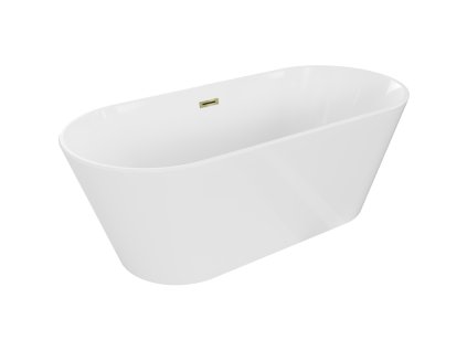 Mexen Flavia voľne stojaca vaňa 170 x 75 cm, biela, zlatý prepad - 54031708000-50