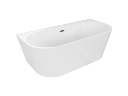 Mexen Oval+ nástenná voľne stojaca vaňa 170 x 80 cm, biela, pištoľovo sivý kartáčovaný prepad - 52681708000-66